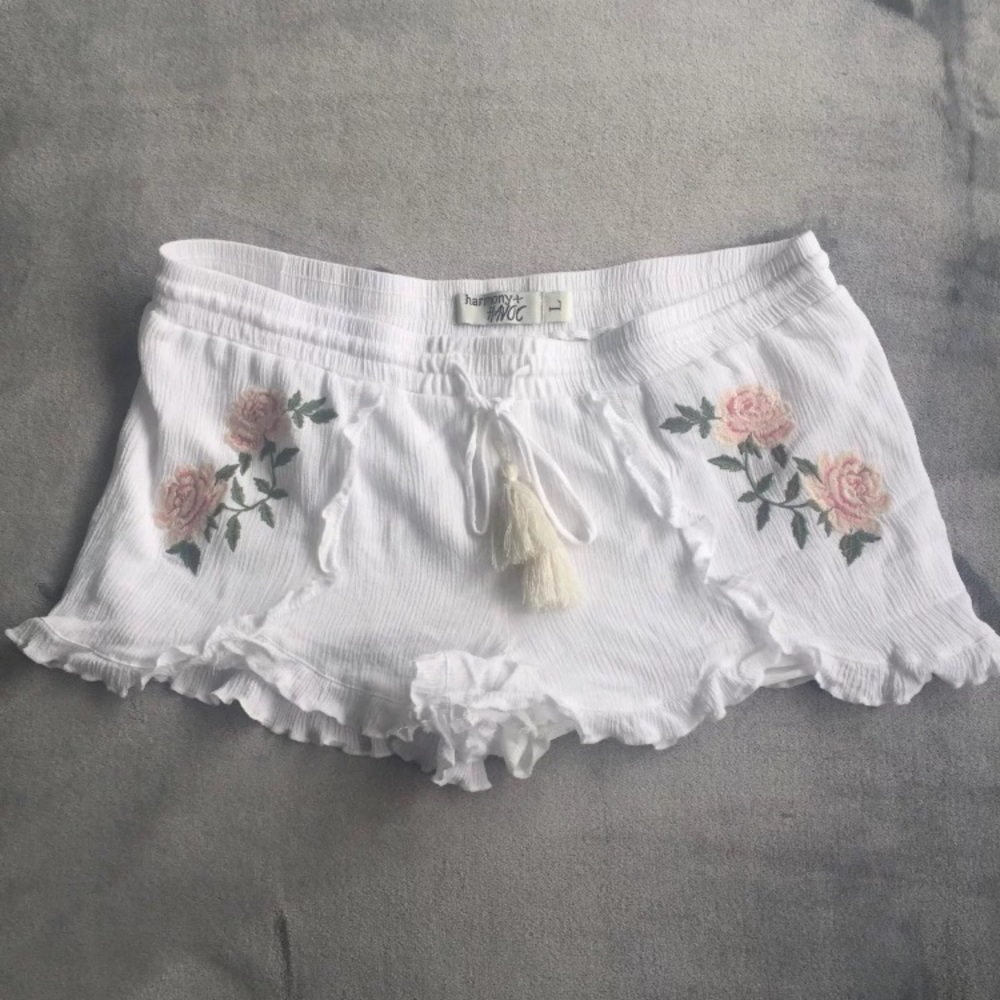 White Flowy Shorts